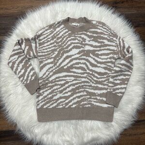 Christian Siriano New York Zebra Print Sweater in Tan & White size Women’s Small